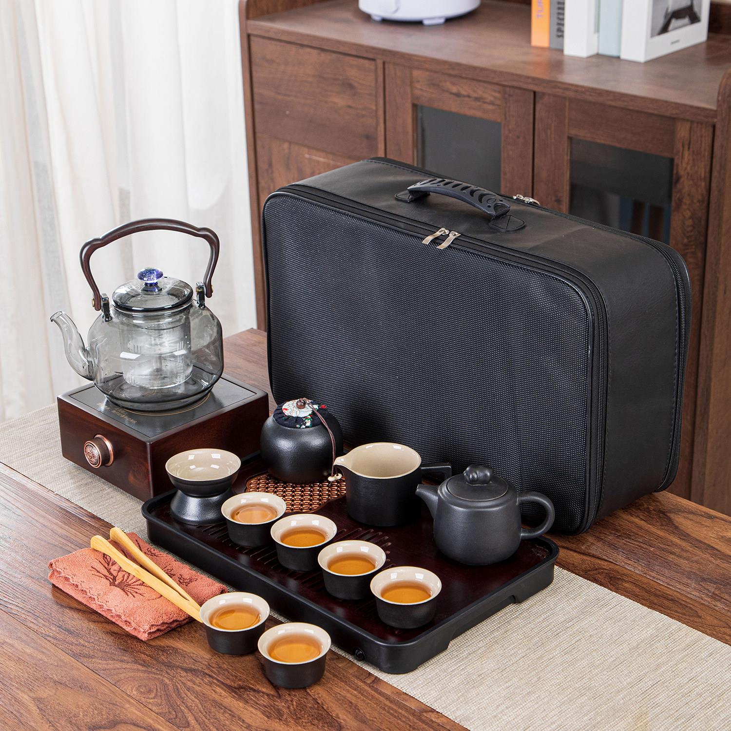 户车载围炉煮茶黑炉可携式旅行茶具套组用养生壶家功夫外茶ZVY晶