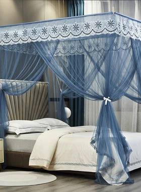 新款帐免安HME装落地伸缩蚊吊公顶挂式家用卧室开门主风方三便拆