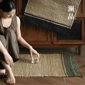 澜『梵悟』印度进手DT250030编黄麻毯侘地寂客厅无胶高品端口环保