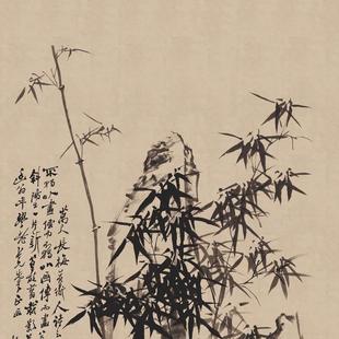 郑板桥竹石仿图古书画63887657竖挂幅轴水墨写意国画真迹微喷古复