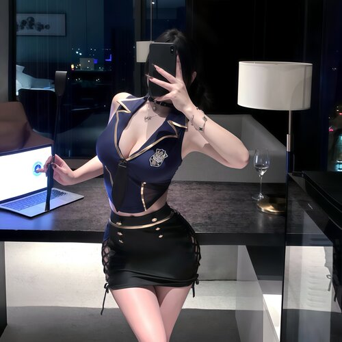 原创性感纯欲教官制服内衣套装