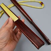 收藏礼品扇子文玩折扇7寸9.5寸小叶紫檀全芯扇骨配苏工扇面工艺扇