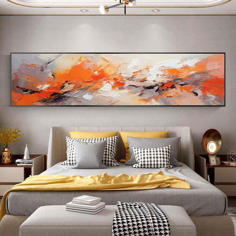 象卧室床头装画侘风寂主卧壁画现代简约横幅酒店房间宾抽馆挂D19