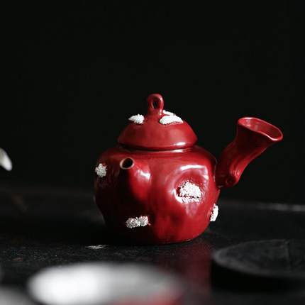 日式粗手陶手工陶艺南蛮3010侧把壶工雕复刻古风功夫茶具泡茶壶