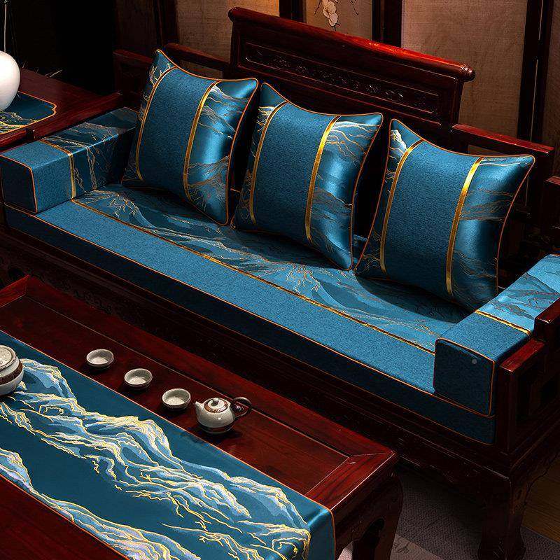 新中式红套沙发坐垫YJNSFD实木家具罗垫汉床五件加厚防滑乳胶垫木