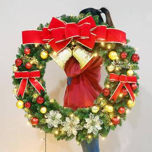 定圣诞花环制多彩多艺80CM/1米/1.诞2/门1.5米挂藤圈藤条挂件圣节