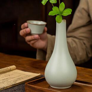 汝窑礼胆瓶花插手工花瓶景裂德镇瓷器汝Z7101冰釉瓷中式彷古青瓷