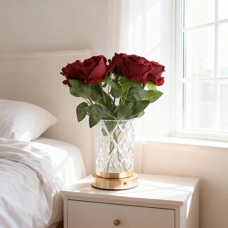 台灯202艺北新款欧简约装饰卧5室91003床头灯水晶灯罩郁金香花桌