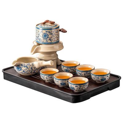 205新款青花汝窑自动高茶套组家用轻2奢档石磨茶壶懒JX-1494人泡