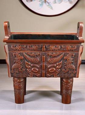 紫铜件方鼎摆家居办四公室桌面铜鼎摆工艺品开业001礼品鼎盛千秋