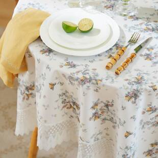 阳春小镇蕾时光花园丝正圆桌布新天丝款奢高级感餐桌方形法式复轻
