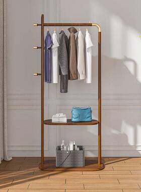 实木衣帽奢架室落地卧室白厅蜡木置物架家用多功76727能客卧轻风