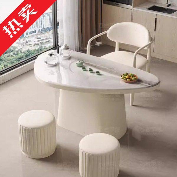 ir奶油风轻奢岩板阳台茶桌一体一整套小户型烧水壶泡茶茶桌椅组合,商业/办公家具,茶台/茶桌,淘宝优惠券,粉丝福利购,淘宝优惠卷