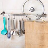 厨房挂钩304不锈钢壁挂式 粘胶挂勾免钉免打孔多功能墙壁收纳挂架