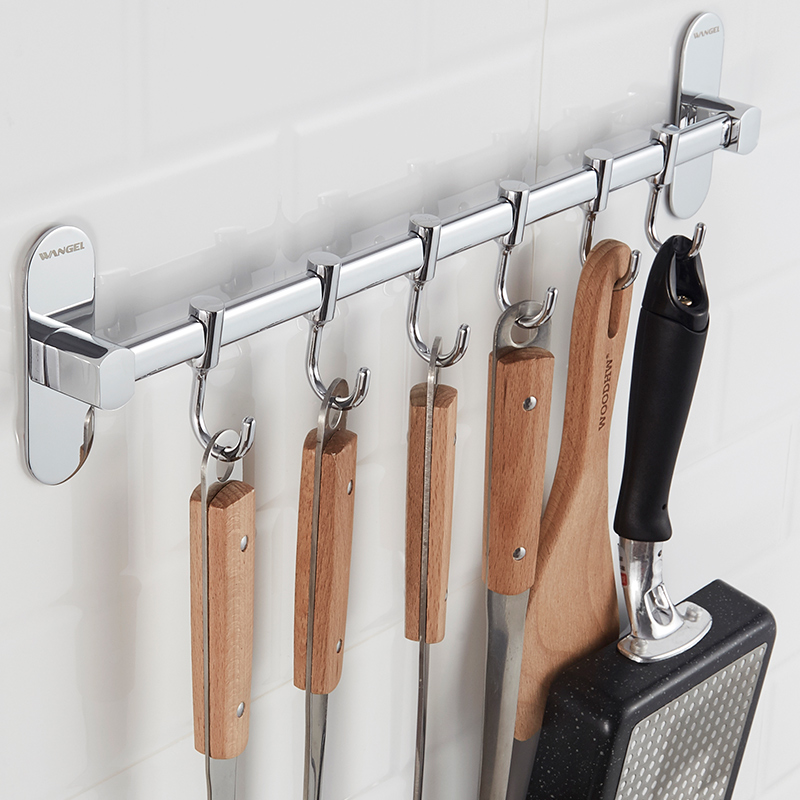 厨房挂钩挂杆挂架强力无痕粘钩免打孔不锈L钢多功能墙壁置物架神