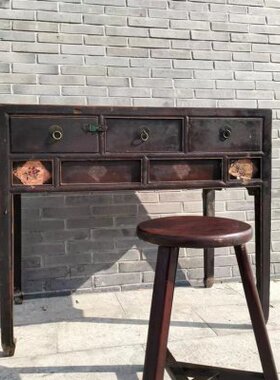 八十年代办公桌书桌椅一套怀旧老物件复古旧家具影视道具装饰摆件