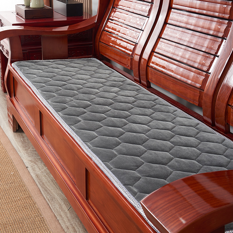 红木沙发垫四季通用素色加厚防滑毛E绒坐垫办公室座椅垫连体长椅