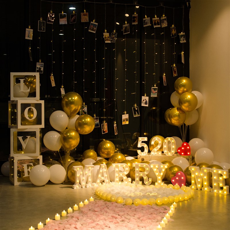 简约房间求婚布置场景爱心装w饰灯创意用品室内外表白神器浪漫惊