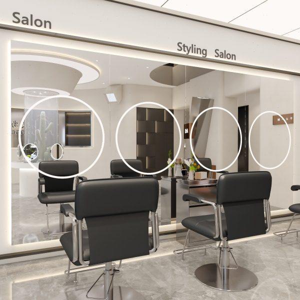 方形网红理发店镜台美发店镜子带灯烫染镜发廊专用单面双面落地镜