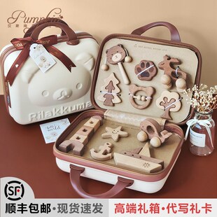 婴儿礼盒实木玩具套装男女宝宝满月周岁新生幼儿小车高档送礼物品