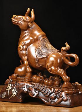 牛势冲天招财牛摆件中式客厅办公室酒柜生肖牛装饰品公司开业送礼