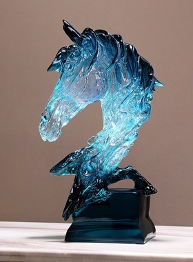 马到成功马摆件招财透明工艺品个性书房办公室装饰品开业乔迁礼物