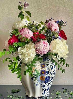 插看鲜花花瓶水大口径古轻奢中UBM好的玄关陶瓷中西高级感摆件客