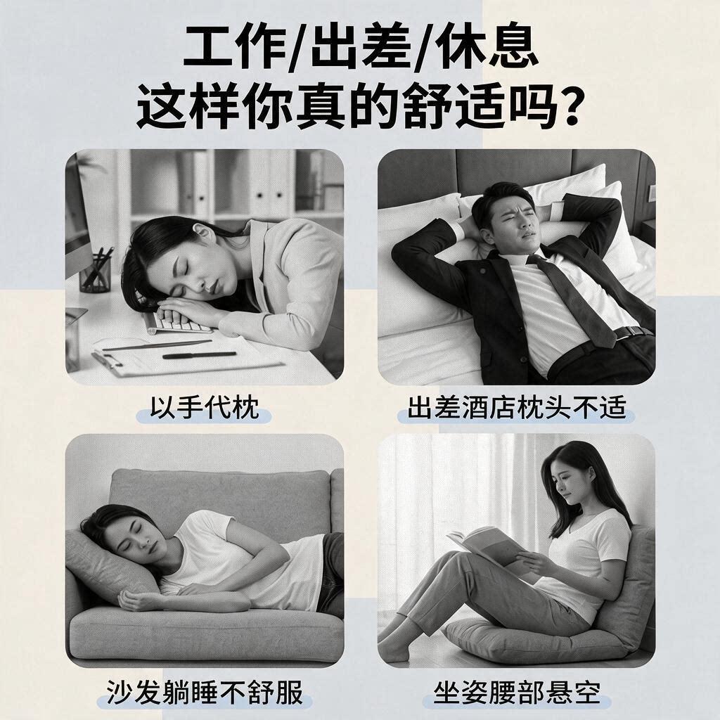 泰国胶椎枕头乳出差旅行便携枕办公室午睡TM047小枕号头枕护颈助