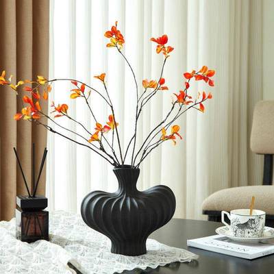 法式复古花瓶奢摆件客厅餐桌关LHR玄轻花花器中古高级感假装饰品