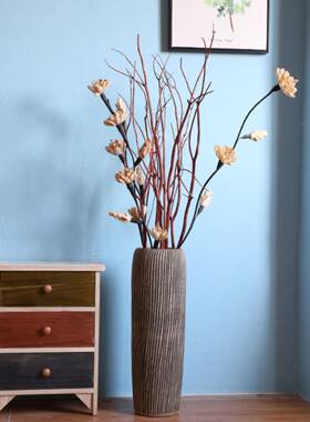 TAV陶瓷花瓶摆件复古式细高陶罐干花插大号落地花中花瓶玄关客厅