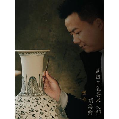 景德镇陶器花瓶彷古官柜PYY窑中式家居大号瓷青花瓷瓶客厅电视装