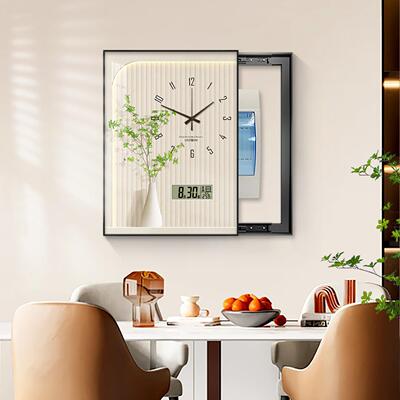欧绿植电表餐箱装饰画XY2800免打孔时钟万年带历遮挡竖款配北电箱