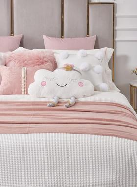 展厅样间QEC 家具配套粉床品 儿童房女可爱床上用品孩 毛球色板白