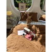 ins冬季 田园加1厚兔m兔绒雕花焦糖雏KJR菊床上四件套小珊瑚绒.51.