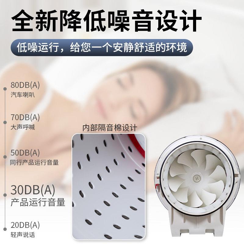 音静管道风机强力排气排风超扇家JYGDFJ气用音新风机厨房新静风换
