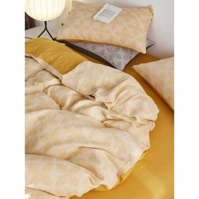 ins水洗棉提花幸1运草套蝴蝶结系带被WQB床上件套全棉.5m1.8四米