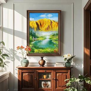 福居宝地玄关装饰高画山壁水画竖版招财级FDY4186走廊过道挂画轻