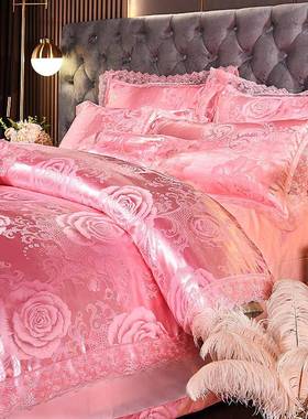 欧式奢华贡缎婚缇花四件组24床单被套1.8m.0米结庆三件H101500套