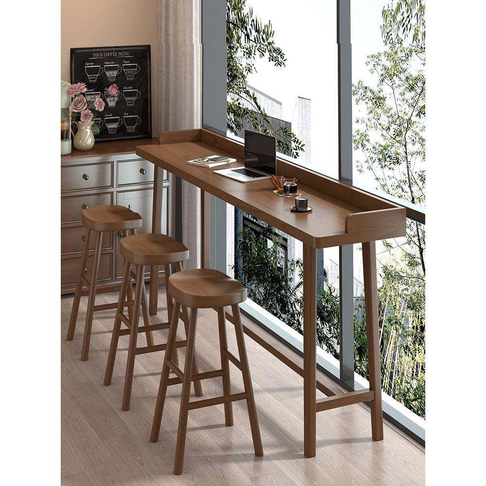 实木阳台台高脚桌带条挡边简约现代茶落地窗吧长桌酒吧桌奶店桌椅,商业/办公家具,酒吧桌,淘宝优惠券,粉丝福利购,淘宝优惠卷