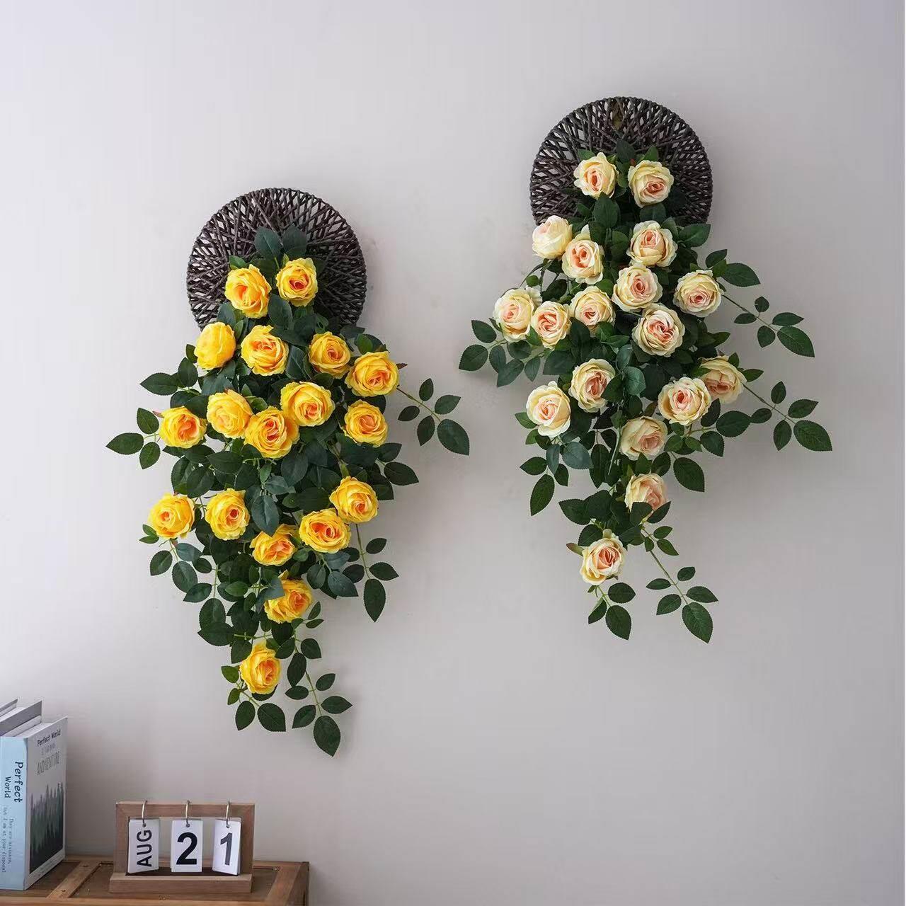 仿真雪山泡芙玫瑰挂挂阳花台墙CEF壁绿植物壁装饰假花吊兰花客厅