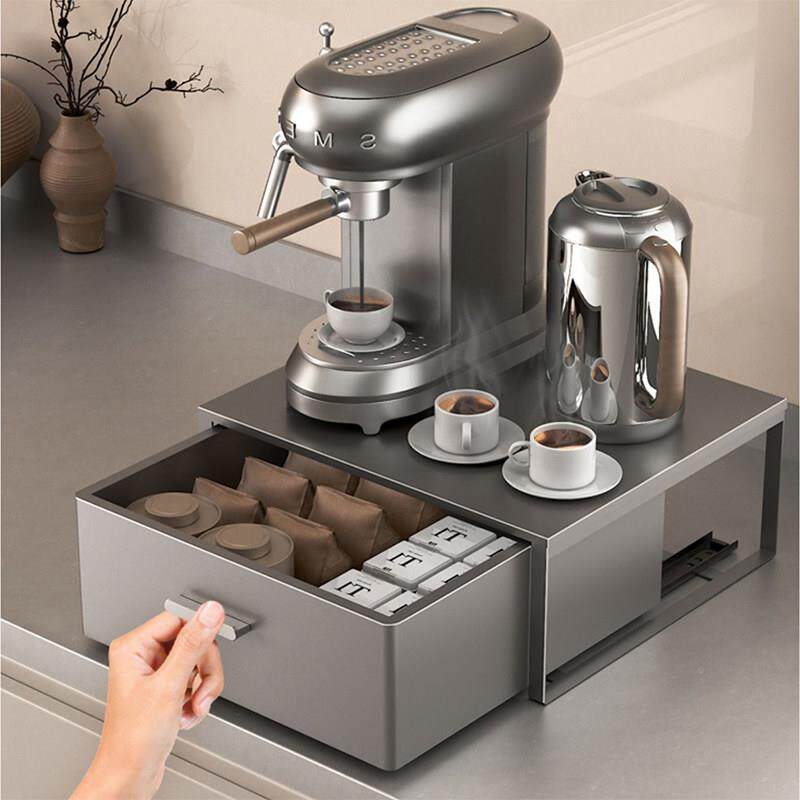 台置面咖啡机居密码物杯架抽拉抽屉收纳盒茶水包茶吧台置物架水具