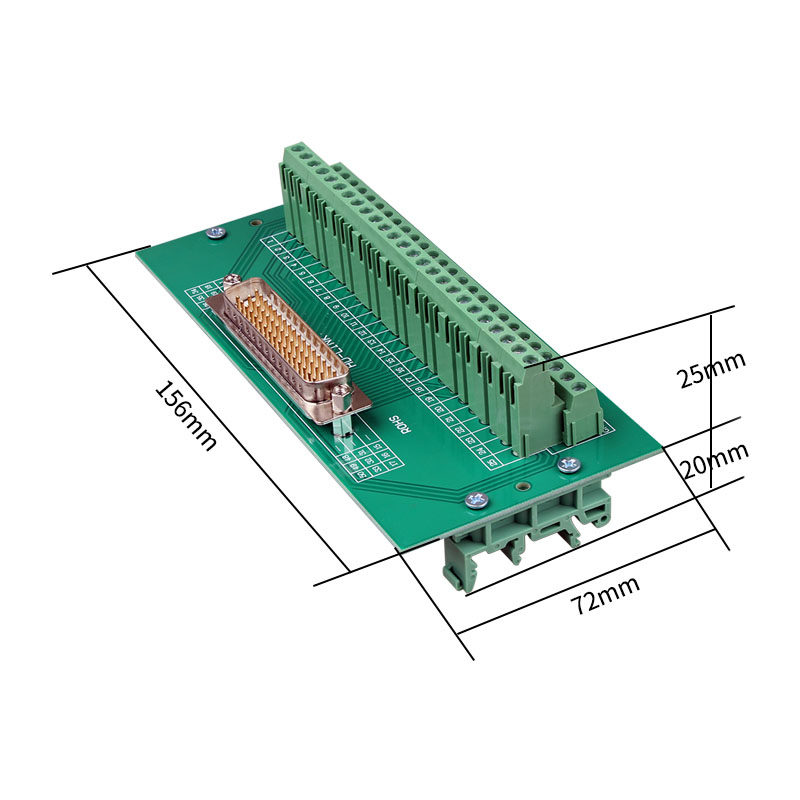 H DB50免焊 3排50针/孔免焊接端子板 中继转接板导轨端子台接线柱