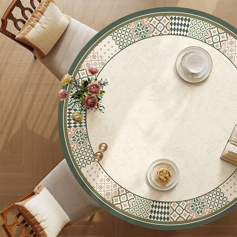 简约高级感圆桌桌布免洗皮革防水防油圆形餐桌PVC茶几桌面保护垫,居家布艺,桌布,淘宝优惠券,粉丝福利购,淘宝优惠卷