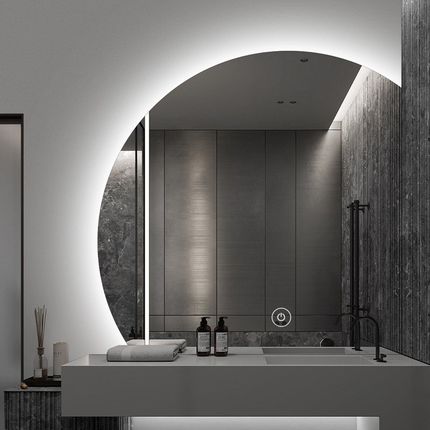 半圆形浴室镜智能镜子LED智能发光扇形厕所卫生间洗漱台化妆镜