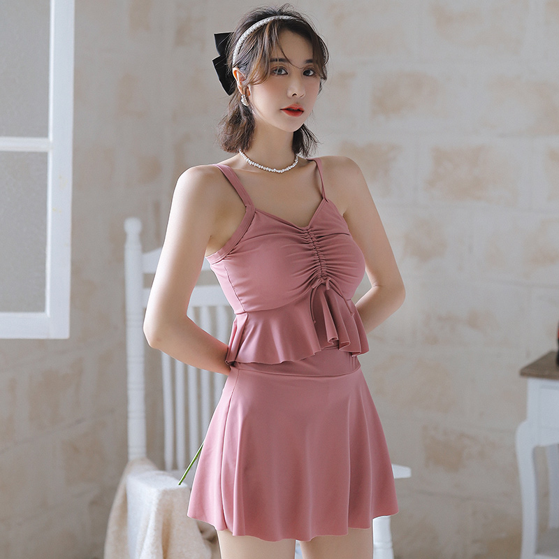 大码分体裙式泳衣女胖mm200斤泡温泉遮肚显瘦微胖三件套2020新款