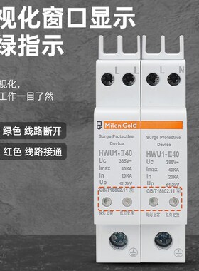 新型智能防雷保护器一体小体积2p4p20KA40KA家装带指示浪涌保护器