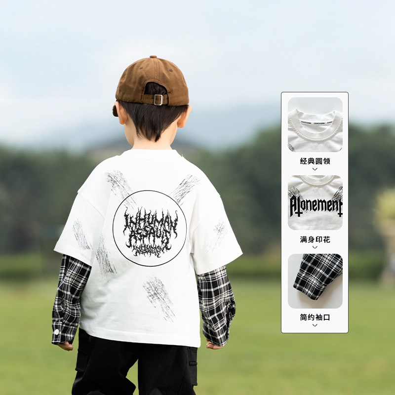 男童长袖t恤儿童打底衫秋季小童秋装宝宝春秋薄款男孩假两件