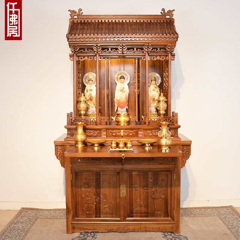 实木带门佛龛神龛立柜供r台神台家用供桌中式神楼神柜佛台祖宗神