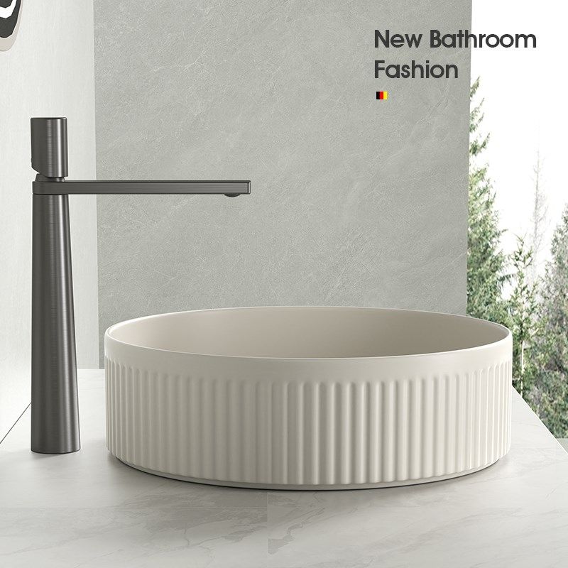 极简奶油风艺术台上盆圆形洗手盆陶瓷洗脸盆卫生间洗手台洗漱盆池,家装主材,台上盆,淘宝优惠券,粉丝福利购,淘宝优惠卷