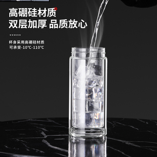 泡茶杯过滤茶水杯 双层茶仓茶水分离玻璃杯大容量家用办公室可携式
